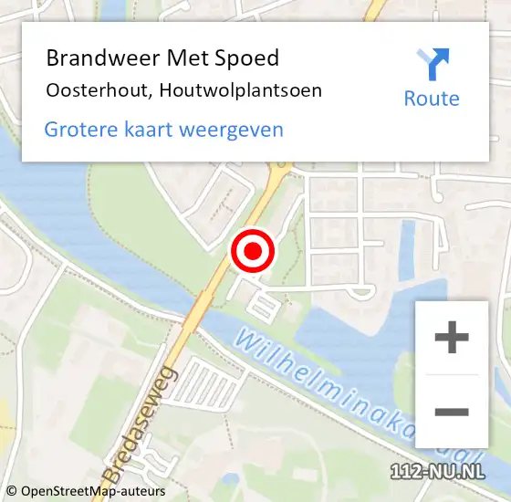 Locatie op kaart van de 112 melding: Brandweer Met Spoed Naar Oosterhout, Houtwolplantsoen op 9 november 2022 17:20