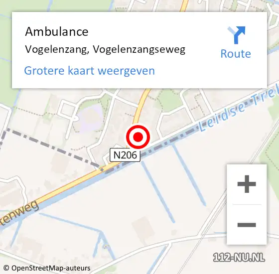 Locatie op kaart van de 112 melding: Ambulance Vogelenzang, Vogelenzangseweg op 9 november 2022 17:42