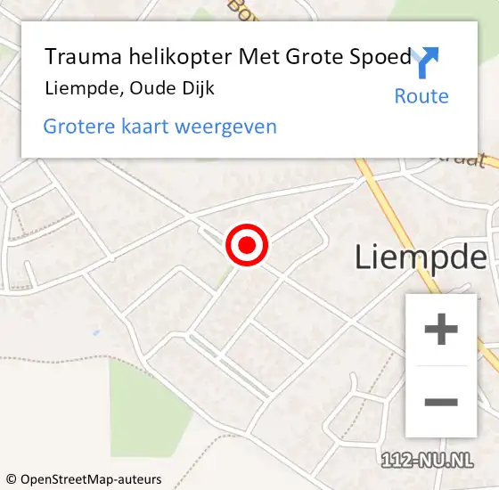 Locatie op kaart van de 112 melding: Trauma helikopter Met Grote Spoed Naar Liempde, Oude Dijk op 9 november 2022 17:54