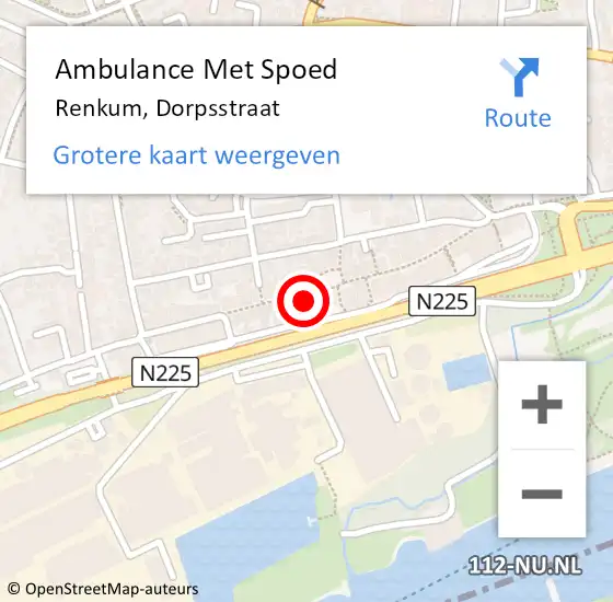 Locatie op kaart van de 112 melding: Ambulance Met Spoed Naar Renkum, Dorpsstraat op 9 november 2022 17:56