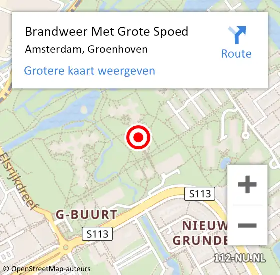 Locatie op kaart van de 112 melding: Brandweer Met Grote Spoed Naar Amsterdam-Zuidoost, Groenhoven op 9 november 2022 17:57
