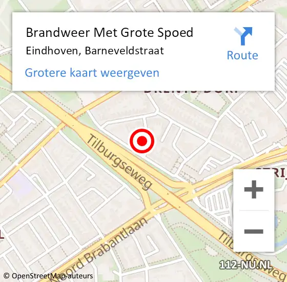 Locatie op kaart van de 112 melding: Brandweer Met Grote Spoed Naar Eindhoven, Barneveldstraat op 9 november 2022 19:26