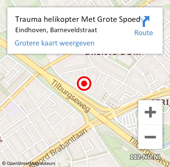 Locatie op kaart van de 112 melding: Trauma helikopter Met Grote Spoed Naar Eindhoven, Barneveldstraat op 9 november 2022 19:30