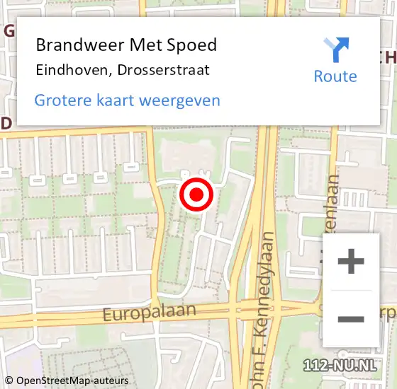 Locatie op kaart van de 112 melding: Brandweer Met Spoed Naar Eindhoven, Drosserstraat op 9 november 2022 19:43