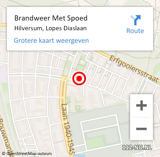 Locatie op kaart van de 112 melding: Brandweer Met Spoed Naar Hilversum, Lopes Diaslaan op 9 november 2022 20:14