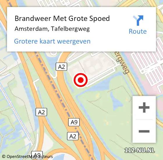 Locatie op kaart van de 112 melding: Brandweer Met Grote Spoed Naar Amsterdam-Zuidoost, Tafelbergweg op 9 november 2022 20:42