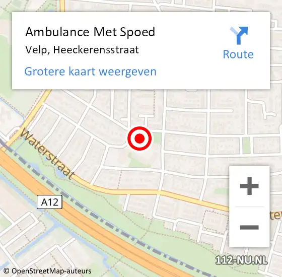 Locatie op kaart van de 112 melding: Ambulance Met Spoed Naar Velp, Heeckerensstraat op 10 november 2022 01:07