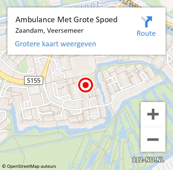 Locatie op kaart van de 112 melding: Ambulance Met Grote Spoed Naar Zaandam, Veersemeer op 10 november 2022 04:54