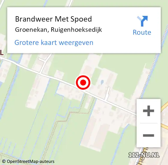 Locatie op kaart van de 112 melding: Brandweer Met Spoed Naar Groenekan, Ruigenhoeksedijk op 10 november 2022 07:29