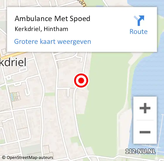 Locatie op kaart van de 112 melding: Ambulance Met Spoed Naar Kerkdriel, Hintham op 10 november 2022 07:39