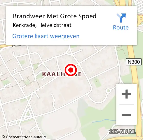 Locatie op kaart van de 112 melding: Brandweer Met Grote Spoed Naar Kerkrade, Heiveldstraat op 10 november 2022 09:01