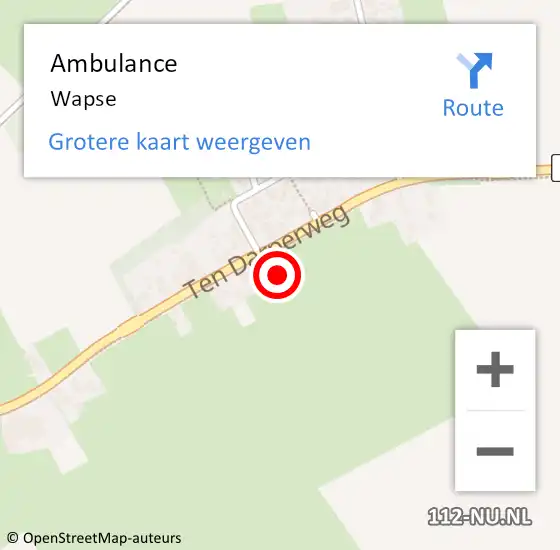 Locatie op kaart van de 112 melding: Ambulance Wapse op 10 oktober 2013 13:59
