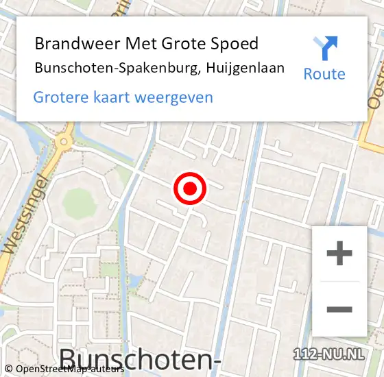 Locatie op kaart van de 112 melding: Brandweer Met Grote Spoed Naar Bunschoten-Spakenburg, Huijgenlaan op 10 november 2022 09:30