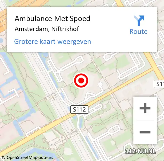 Locatie op kaart van de 112 melding: Ambulance Met Spoed Naar Amsterdam-Zuidoost, Niftrikhof op 10 november 2022 09:49