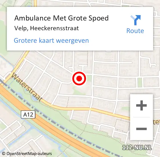 Locatie op kaart van de 112 melding: Ambulance Met Grote Spoed Naar Velp, Heeckerensstraat op 10 november 2022 11:17