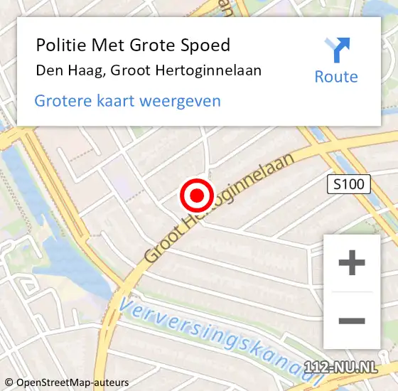 Locatie op kaart van de 112 melding: Politie Met Grote Spoed Naar Den Haag, Groot Hertoginnelaan op 10 november 2022 11:23