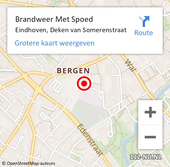 Locatie op kaart van de 112 melding: Brandweer Met Spoed Naar Eindhoven, Deken van Somerenstraat op 10 november 2022 11:26