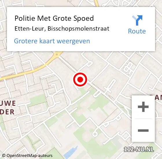 Locatie op kaart van de 112 melding: Politie Met Grote Spoed Naar Etten-Leur, Bisschopsmolenstraat op 10 november 2022 11:34