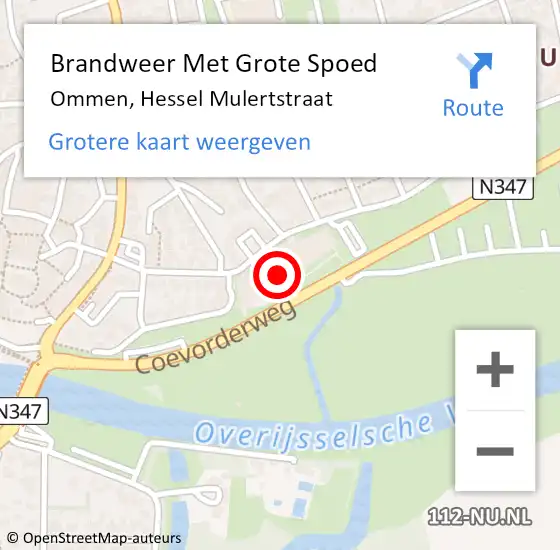 Locatie op kaart van de 112 melding: Brandweer Met Grote Spoed Naar Ommen, Hessel Mulertstraat op 4 augustus 2014 14:37