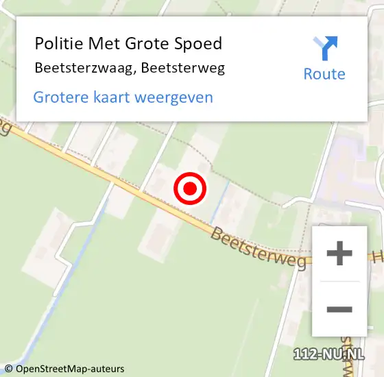 Locatie op kaart van de 112 melding: Politie Met Grote Spoed Naar Beetsterzwaag, Beetsterweg op 10 november 2022 13:57