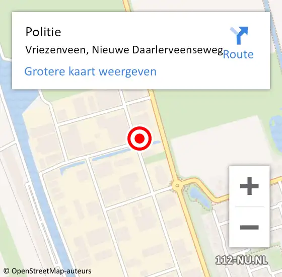 Locatie op kaart van de 112 melding: Politie Vriezenveen, Nieuwe Daarlerveenseweg op 10 november 2022 14:35