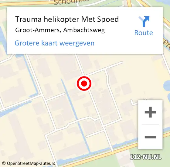 Locatie op kaart van de 112 melding: Trauma helikopter Met Spoed Naar Groot-Ammers, Ambachtsweg op 10 november 2022 15:10
