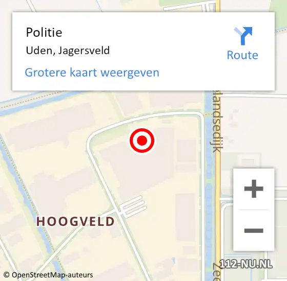 Locatie op kaart van de 112 melding: Politie Uden, Jagersveld op 10 november 2022 17:52