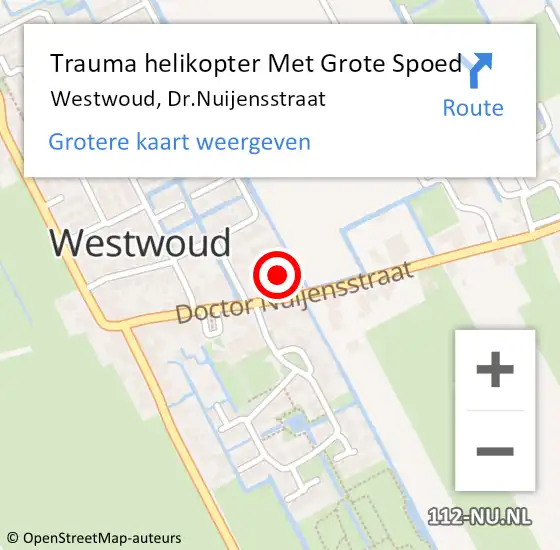 Locatie op kaart van de 112 melding: Trauma helikopter Met Grote Spoed Naar Westwoud, Dr.Nuijensstraat op 10 november 2022 17:53