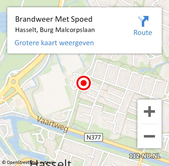 Locatie op kaart van de 112 melding: Brandweer Met Spoed Naar Hasselt, Burg Malcorpslaan op 10 november 2022 19:22
