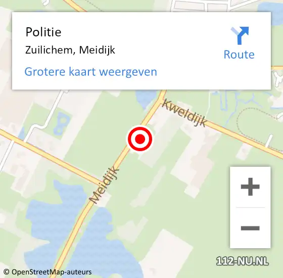Locatie op kaart van de 112 melding: Politie Zuilichem, Meidijk op 10 november 2022 20:47