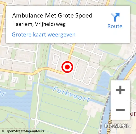 Locatie op kaart van de 112 melding: Ambulance Met Grote Spoed Naar Haarlem, Vrijheidsweg op 10 november 2022 23:04