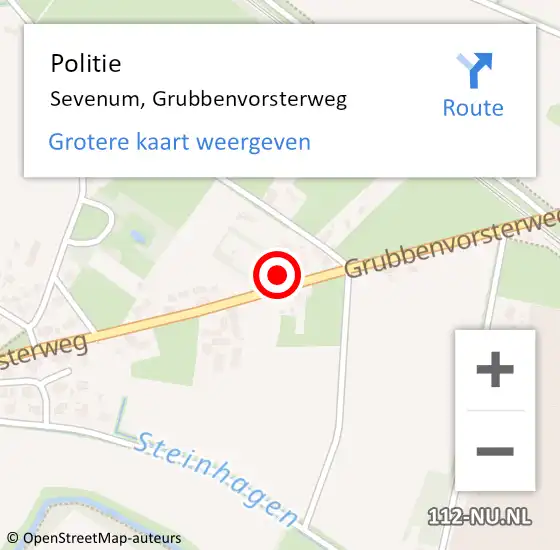 Locatie op kaart van de 112 melding: Politie Sevenum, Grubbenvorsterweg op 10 november 2022 23:32