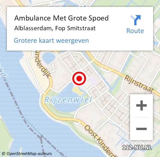 Locatie op kaart van de 112 melding: Ambulance Met Grote Spoed Naar Alblasserdam, Fop Smitstraat op 11 november 2022 02:31