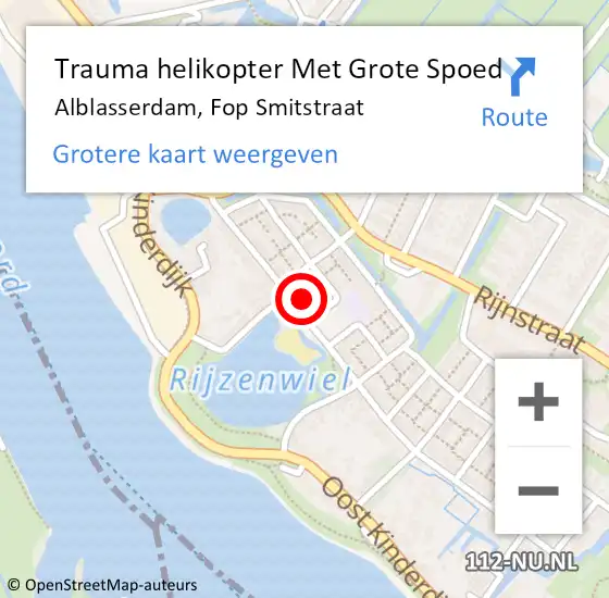Locatie op kaart van de 112 melding: Trauma helikopter Met Grote Spoed Naar Alblasserdam, Fop Smitstraat op 11 november 2022 02:32