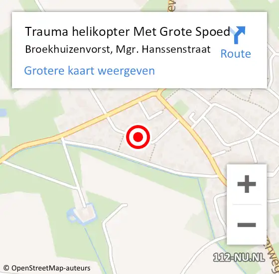 Locatie op kaart van de 112 melding: Trauma helikopter Met Grote Spoed Naar Broekhuizenvorst, Mgr. Hanssenstraat op 11 november 2022 06:44