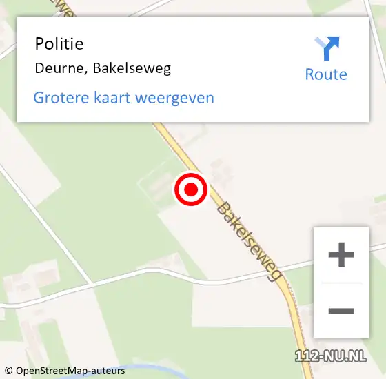 Locatie op kaart van de 112 melding: Politie Deurne, Bakelseweg op 11 november 2022 07:13