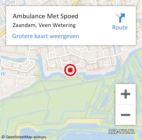 Locatie op kaart van de 112 melding: Ambulance Met Spoed Naar Zaandam, Veen Wetering op 11 november 2022 07:28
