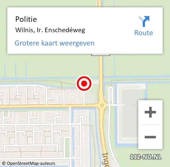 Locatie op kaart van de 112 melding: Politie Wilnis, Ir. Enschedéweg op 11 november 2022 08:13