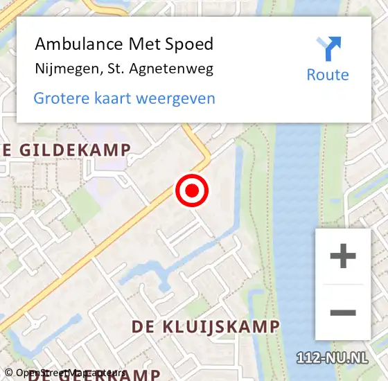 Locatie op kaart van de 112 melding: Ambulance Met Spoed Naar Nijmegen, St. Agnetenweg op 11 november 2022 12:03