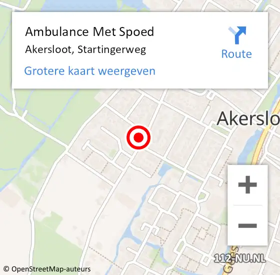 Locatie op kaart van de 112 melding: Ambulance Met Spoed Naar Akersloot, Startingerweg op 11 november 2022 12:14