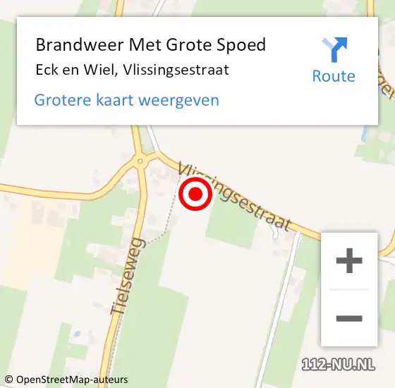Locatie op kaart van de 112 melding: Brandweer Met Grote Spoed Naar Eck en Wiel, Vlissingsestraat op 11 november 2022 13:34