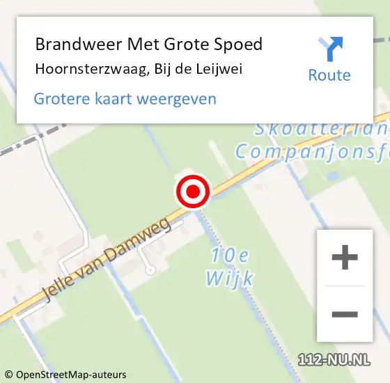 Locatie op kaart van de 112 melding: Brandweer Met Grote Spoed Naar Hoornsterzwaag, Bij de Leijwei op 11 november 2022 14:34