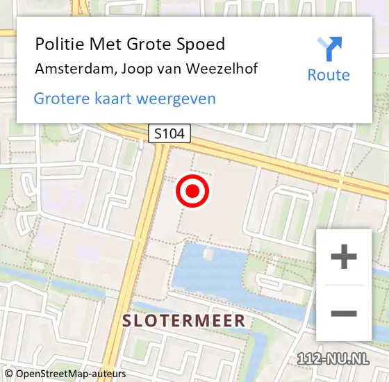 Locatie op kaart van de 112 melding: Politie Met Grote Spoed Naar Amsterdam, Joop van Weezelhof op 11 november 2022 17:32