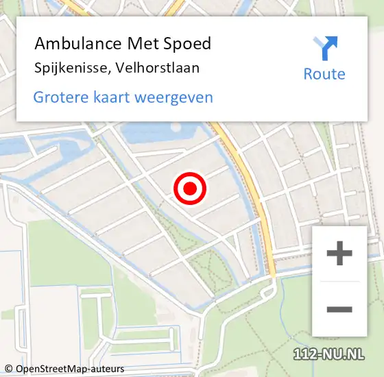 Locatie op kaart van de 112 melding: Ambulance Met Spoed Naar Spijkenisse, Velhorstlaan op 11 november 2022 23:37