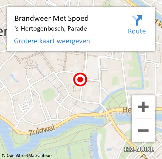 Locatie op kaart van de 112 melding: Brandweer Met Spoed Naar 's-Hertogenbosch, Parade op 12 november 2022 03:10