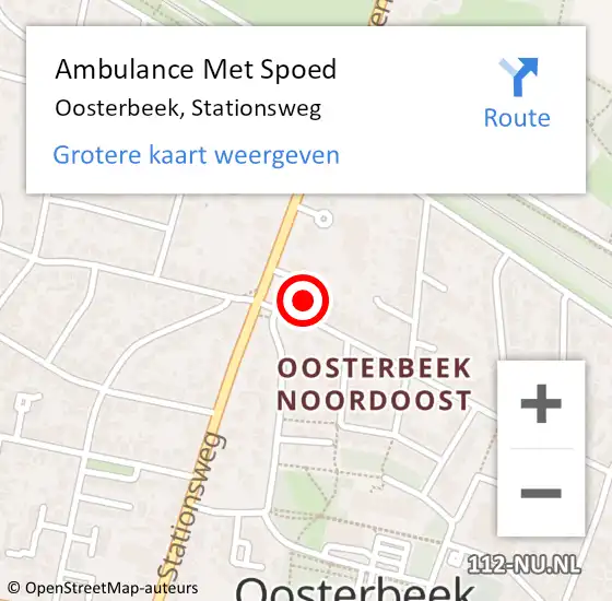 Locatie op kaart van de 112 melding: Ambulance Met Spoed Naar Oosterbeek, Stationsweg op 12 november 2022 03:53