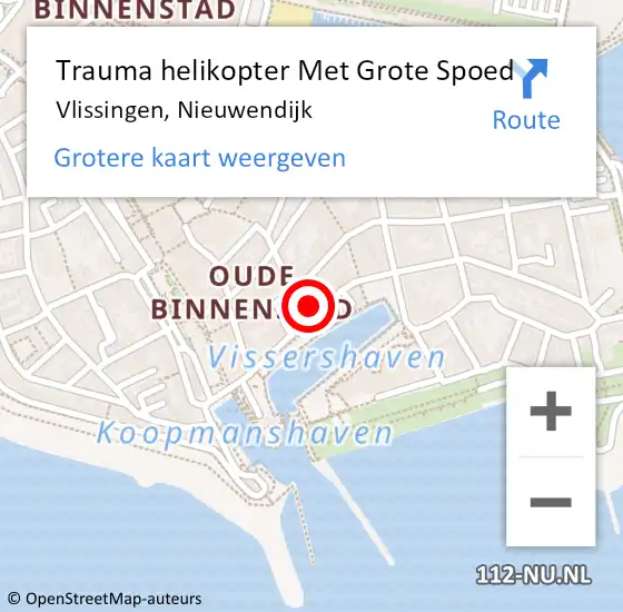 Locatie op kaart van de 112 melding: Trauma helikopter Met Grote Spoed Naar Vlissingen, Nieuwendijk op 12 november 2022 05:09