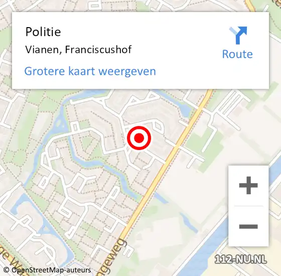 Locatie op kaart van de 112 melding: Politie Vianen, Franciscushof op 12 november 2022 08:34
