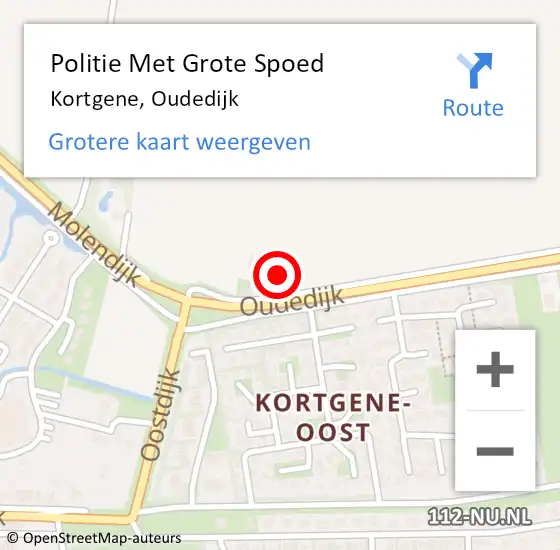 Locatie op kaart van de 112 melding: Politie Met Grote Spoed Naar Kortgene, Oudedijk op 12 november 2022 09:25