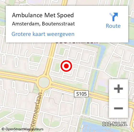 Locatie op kaart van de 112 melding: Ambulance Met Spoed Naar Amsterdam, Boutensstraat op 12 november 2022 10:40